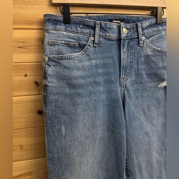 Express Size 4R Mid Rise 90’s Ankle Bootcut Distressed Raw Edge Hem Jeans - Picture 2 of 11
